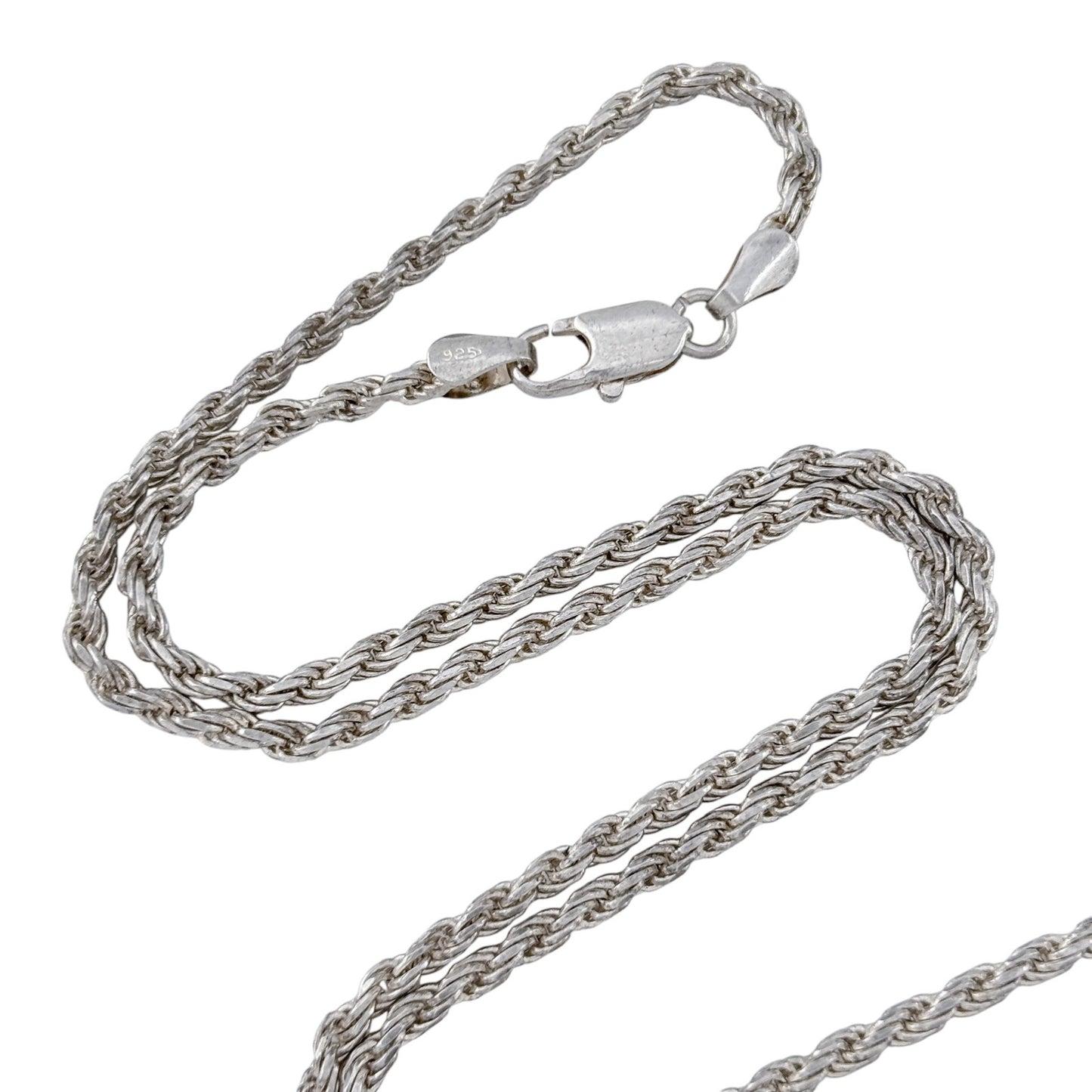 Vintage Italy Sterling Silver 925 Rope Chain Necklace 18"