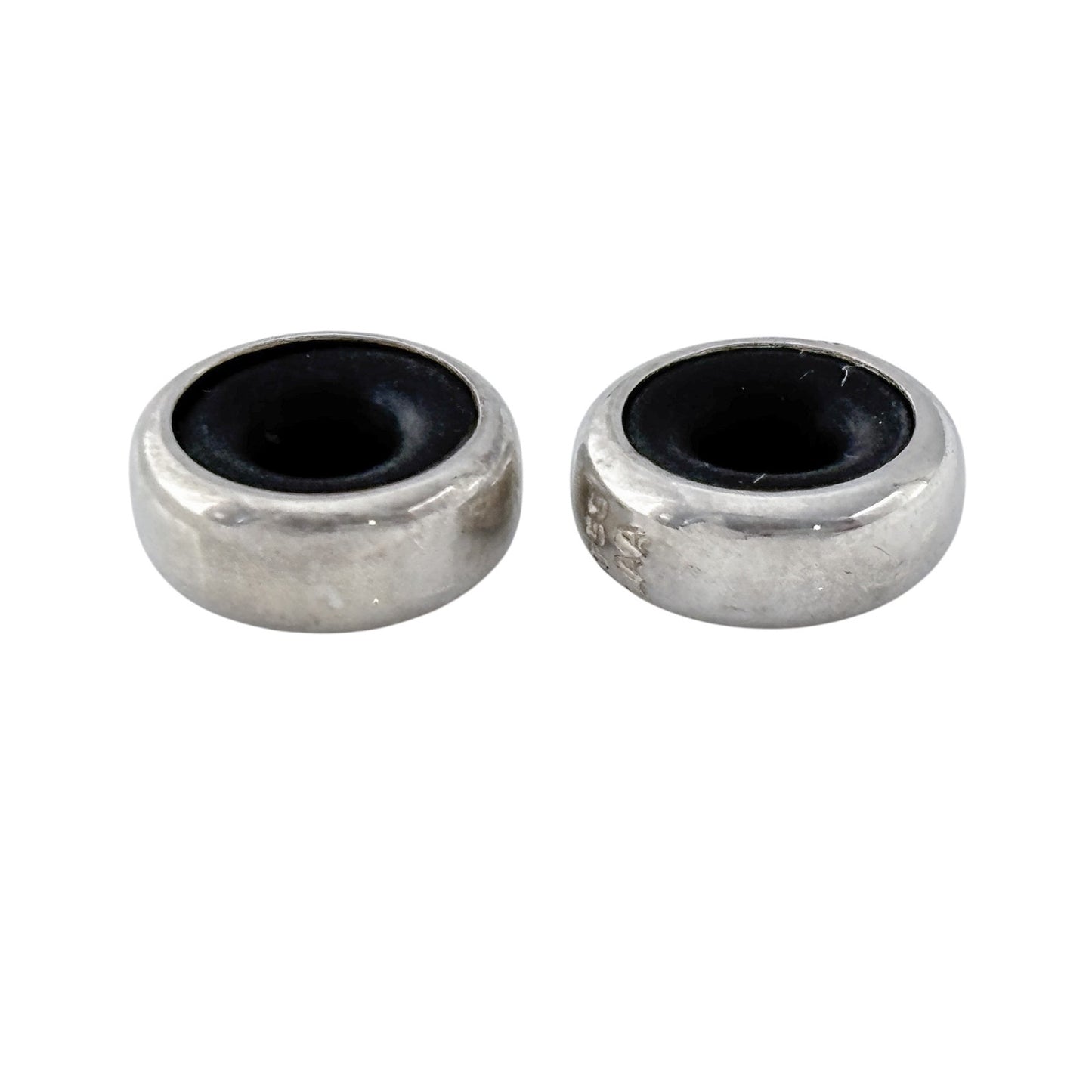 Vintage Sterling Silver 925 Spacer Beads with Black Rubber Centers – Pair