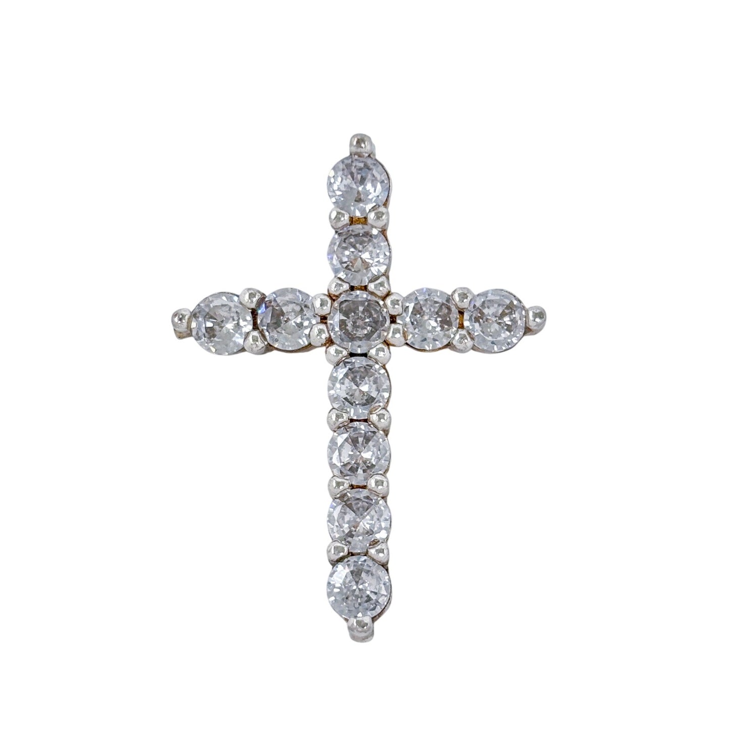 Vintage Sterling Silver 925 Cubic Zirconia Cross Pendant