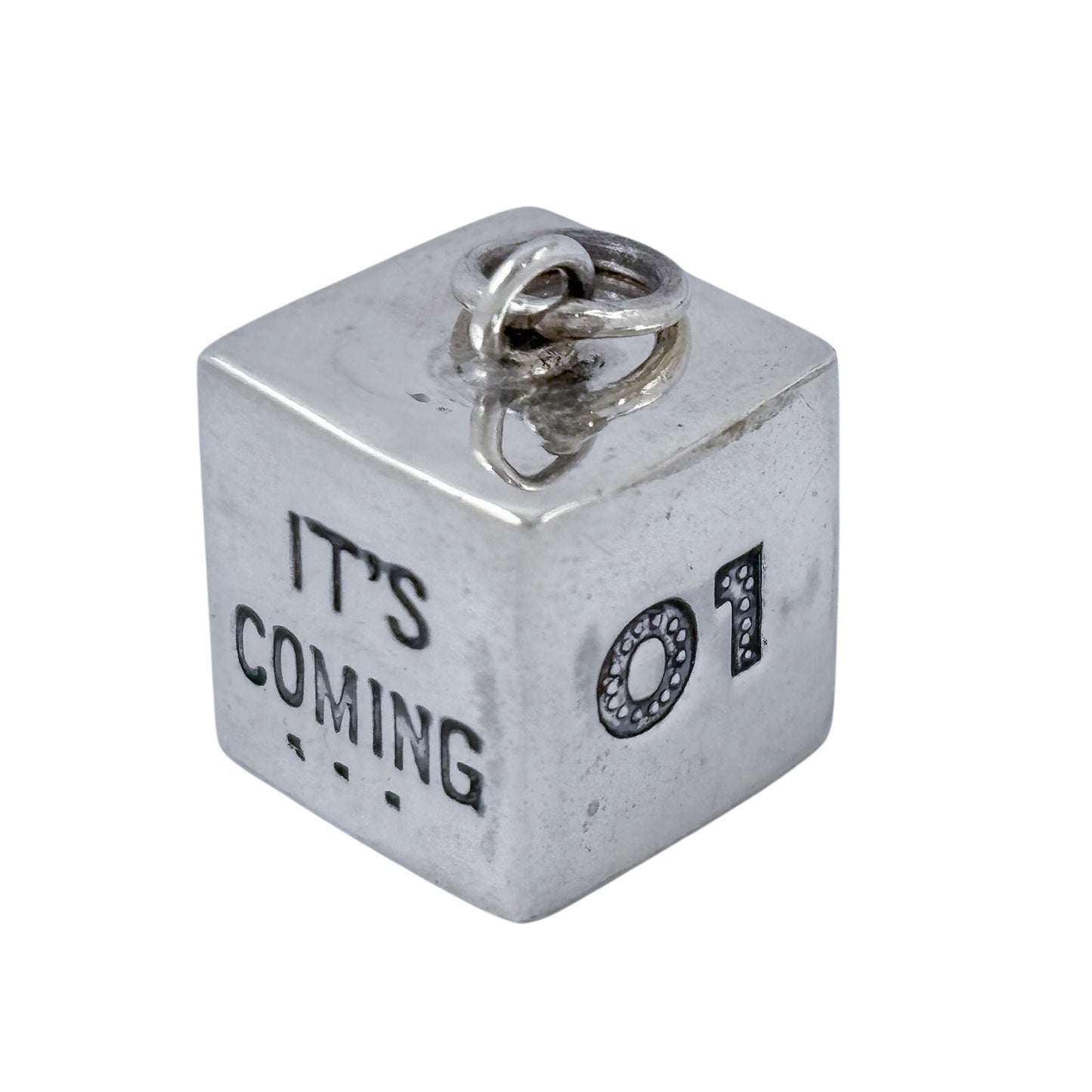 Vitnage Sterling Silver 925 Y2K Millennium Cube Pendant