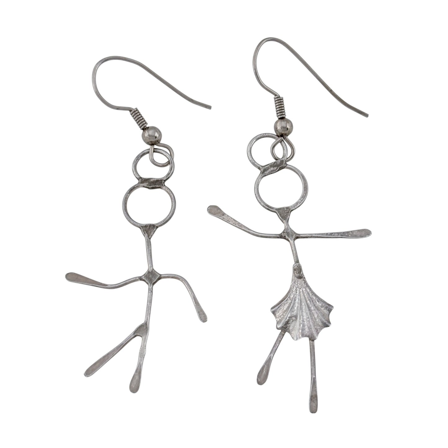 Vintage Sterling Silver 925 Stick Figure Dancing Man Woman Earrings