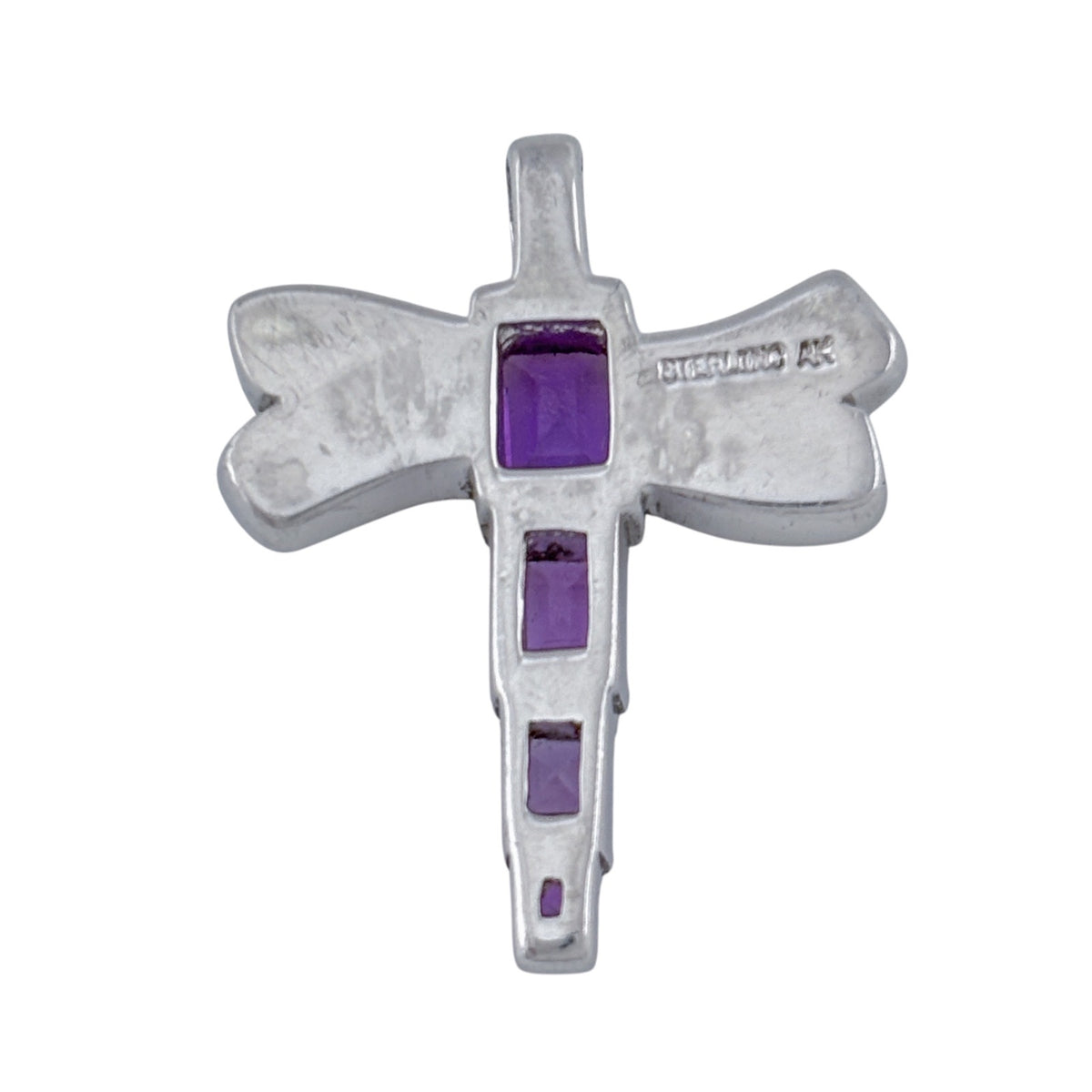 Vintage Sterling Silver 925 Opal & Amethyst Dragonfly Pendant