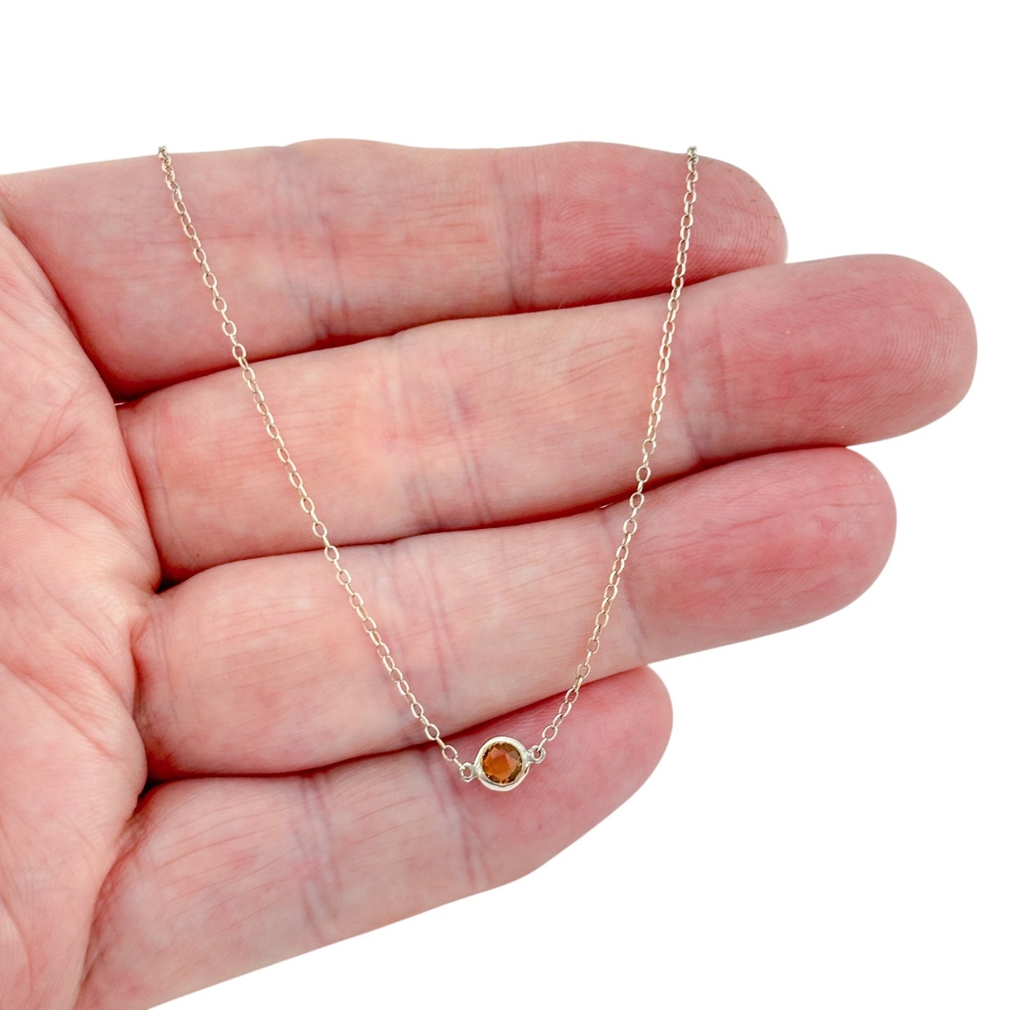 Vintage Disney Sterling Silver 925 Citrine Pendant Necklace 18"