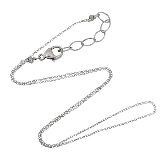 Silver chain necklace on a white background