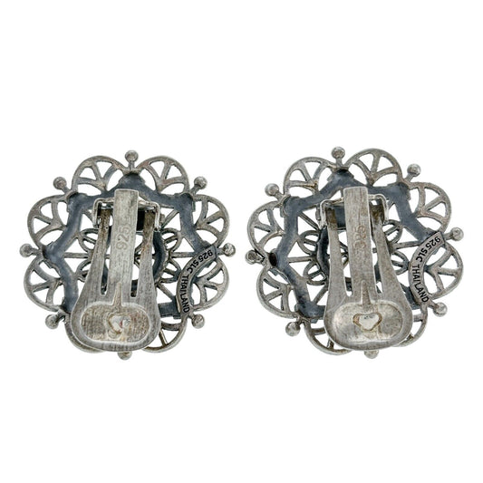 Copied - Vintage Sterling Silver 925 Marcasite Clip-On Earrings