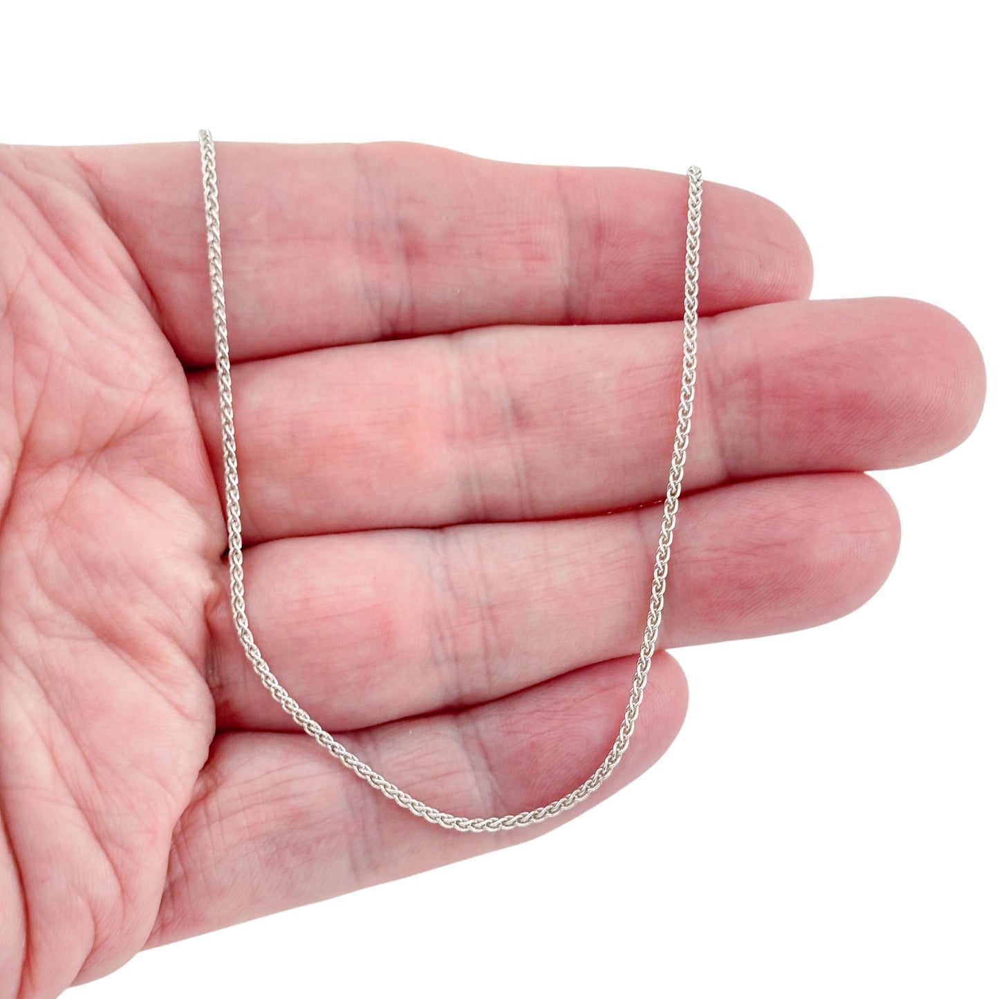 Vintage Italy Sterling Silver 925 Wheat/Spiga Chain Necklace 16"