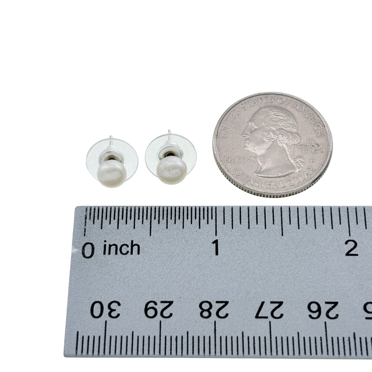 Vintage Sterling Silver 925 White Simulated Pearl Stud Earrings