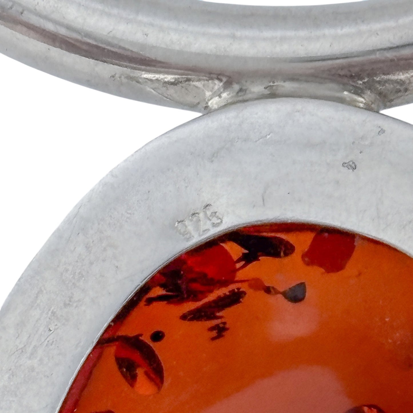 Vintage Sterling Silver 925 Amber Oval Pendant