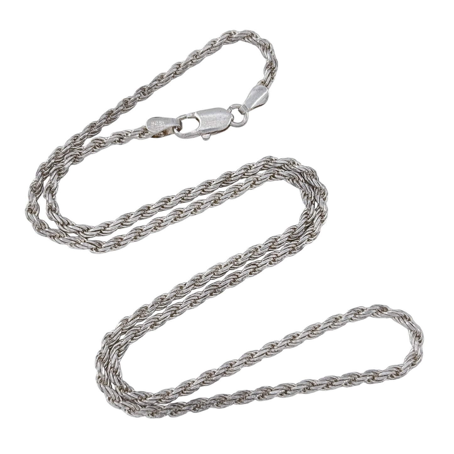 Vintage Italy Sterling Silver 925 Rope Chain Necklace 18"