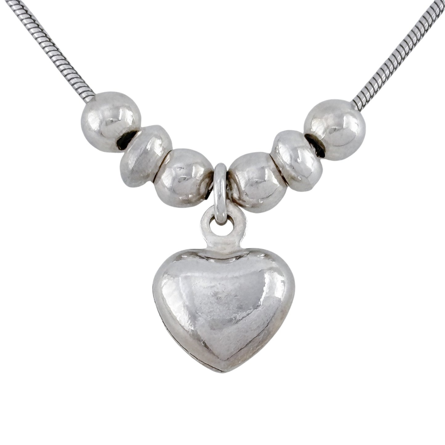Vintage Sterling Silver 925 Silpada Puffy Heart Pendant Necklace 15.5"