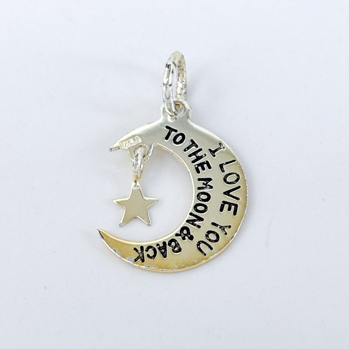 Vintage Gold-Tone Sterling Silver 925 "I Love You To The Moon And Back" Pendant