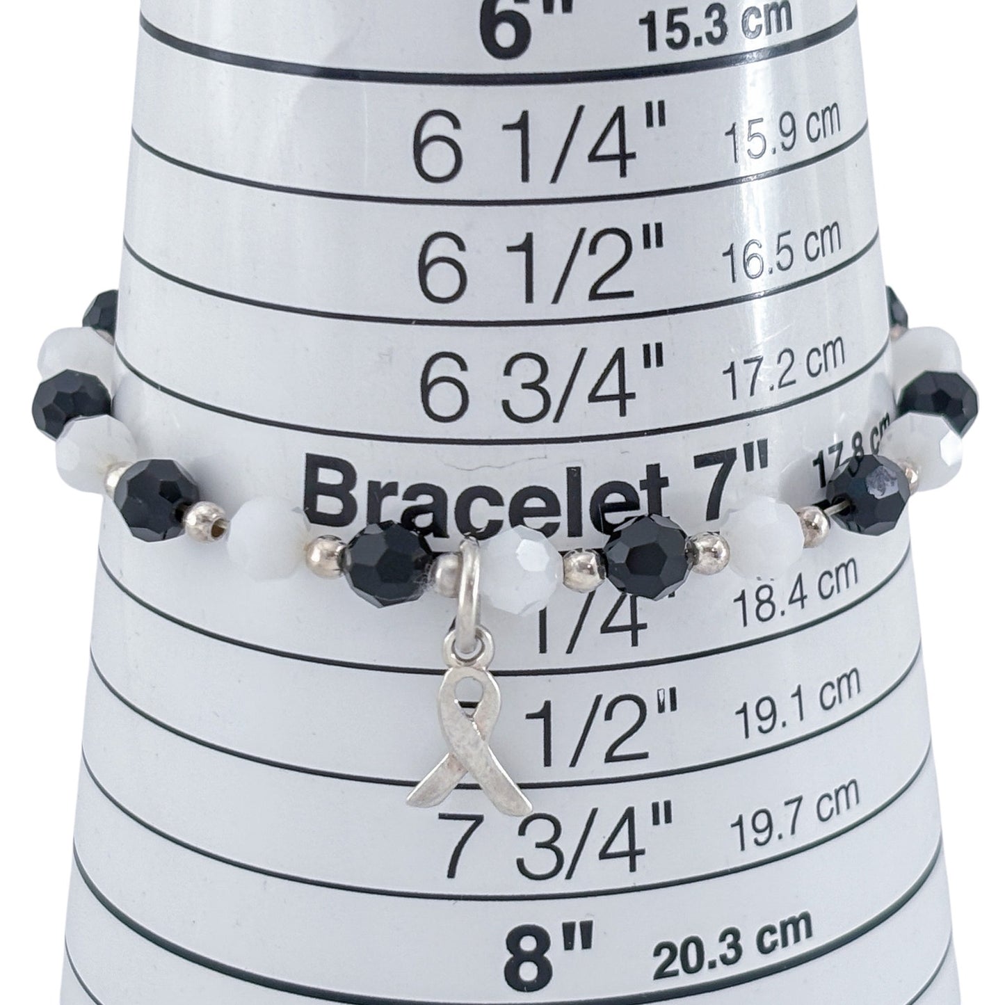Vintage Sterling Silver 925 Carcinoid Cancer Awareness Bracelet 7"