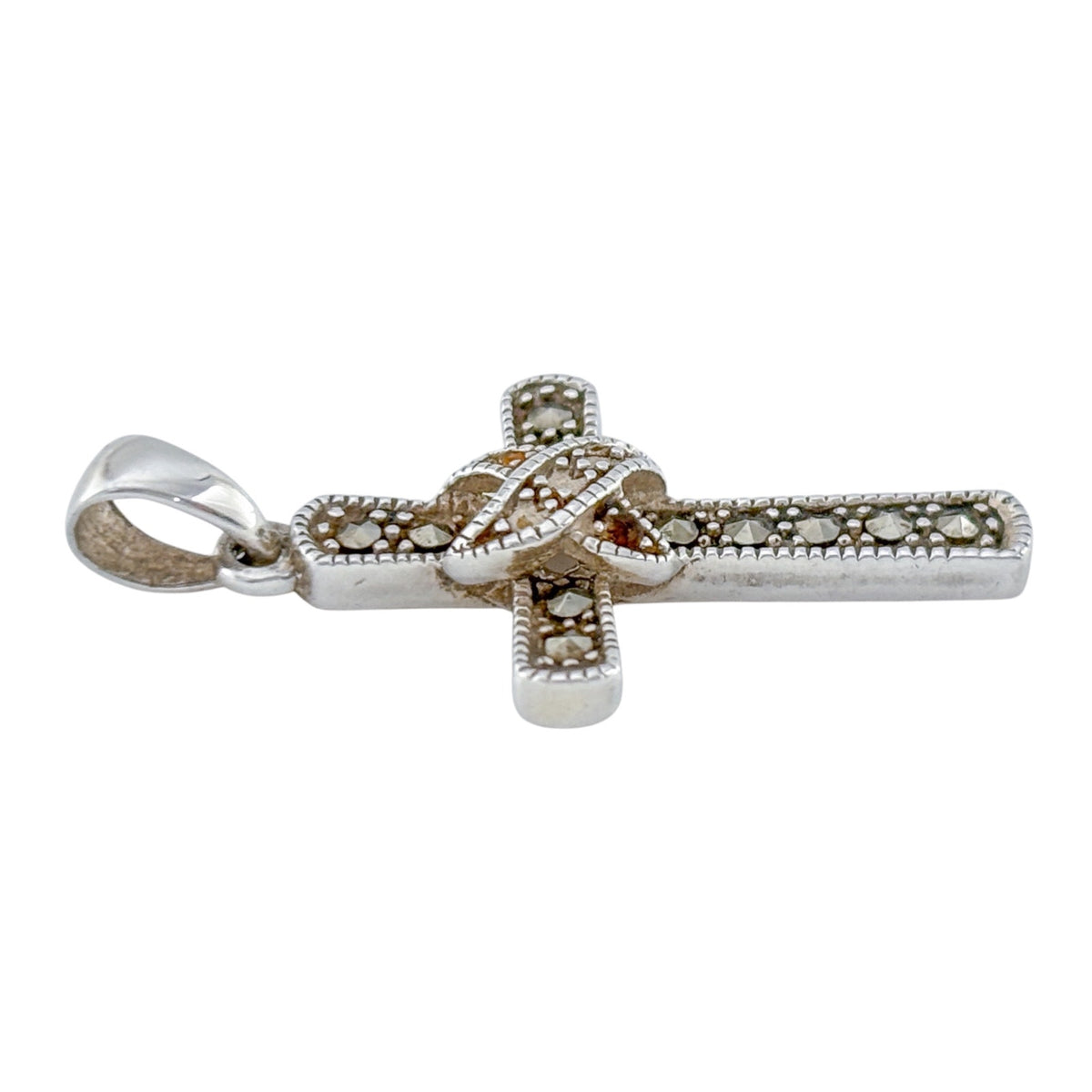 Vintage Sterling Silver 925 Marcasite Cross Pendant