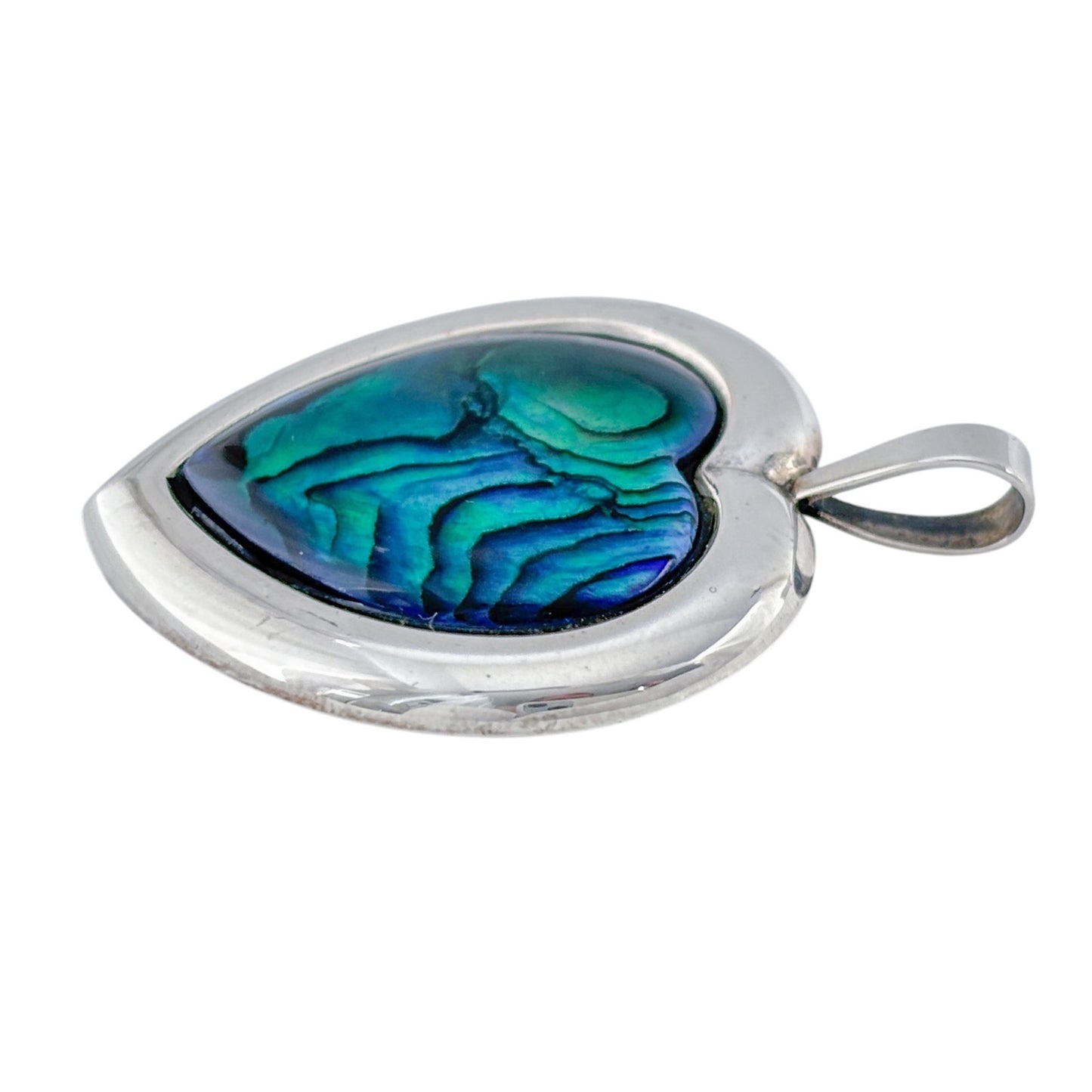 Vintage Sterling Silver 925 Abalone Heart Pendant