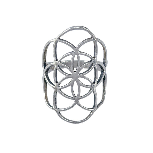 Vintage Sterling Silver 925 Mandala Flower Ring Size 7