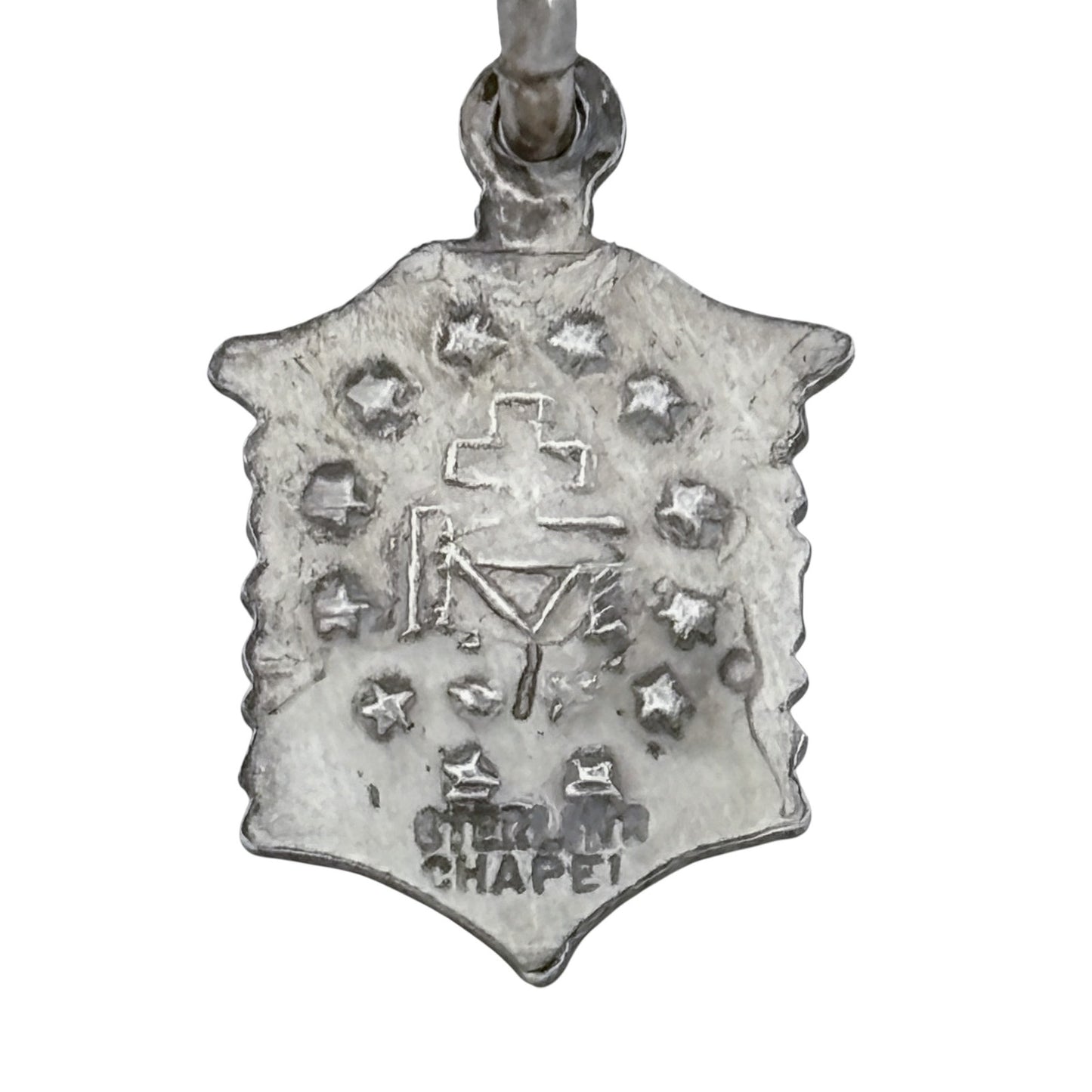 Vintage Sterling Silver 925 Miraculous Medal Bar Pin Brooch