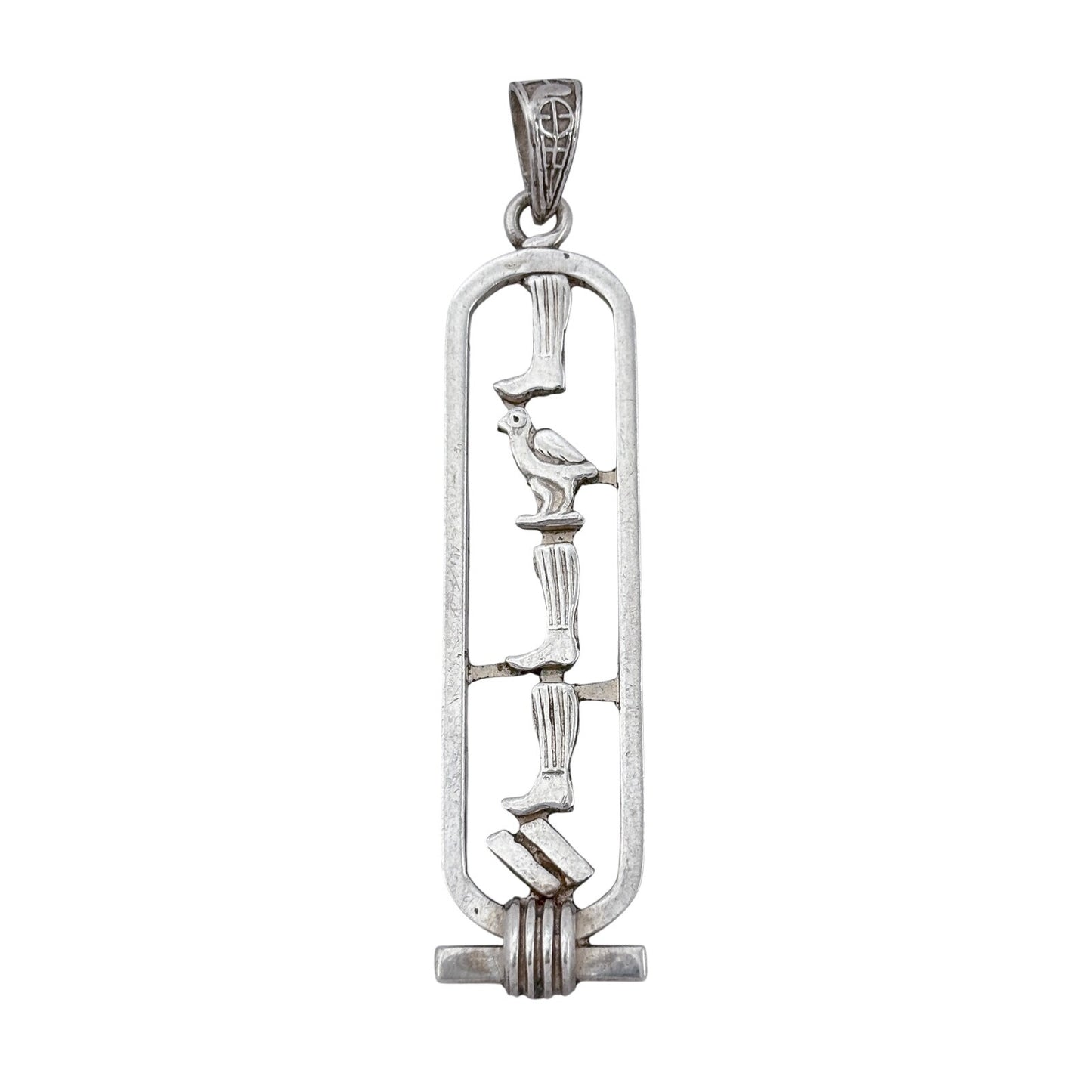 Vintage Sterling Silver 925 Egyptian Hieroglyph Bobby Pendant