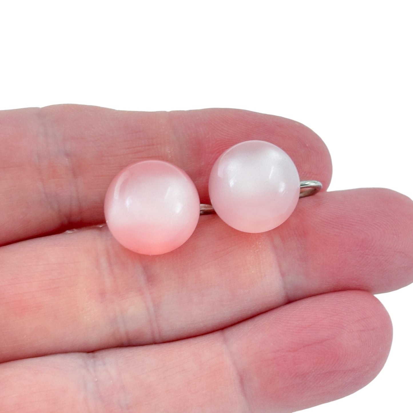 Vintage Sterling Silver 925 Pink Acrylic Screw Back Earrings