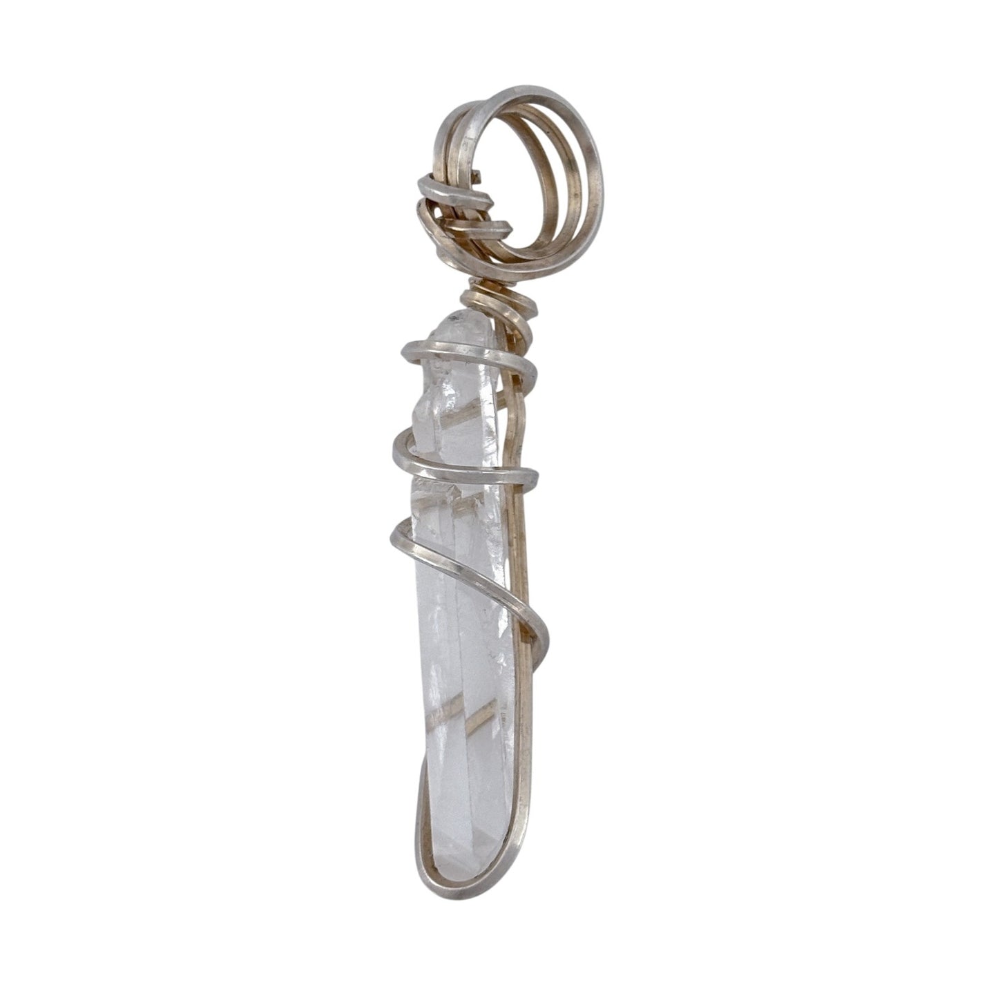 Vintage Sterling Silver 925 Wire Quartz Crystal Pendant