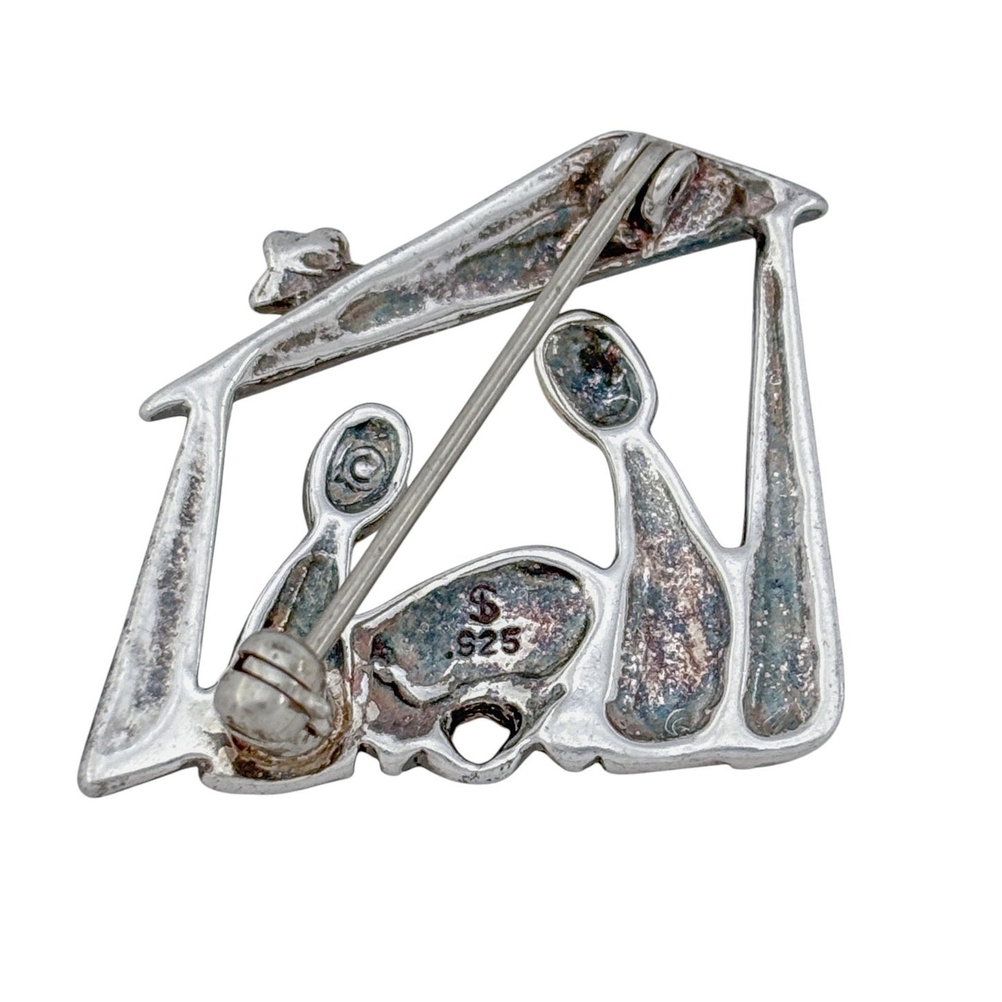Vintage Sterling Silver 925 Nativity Brooch