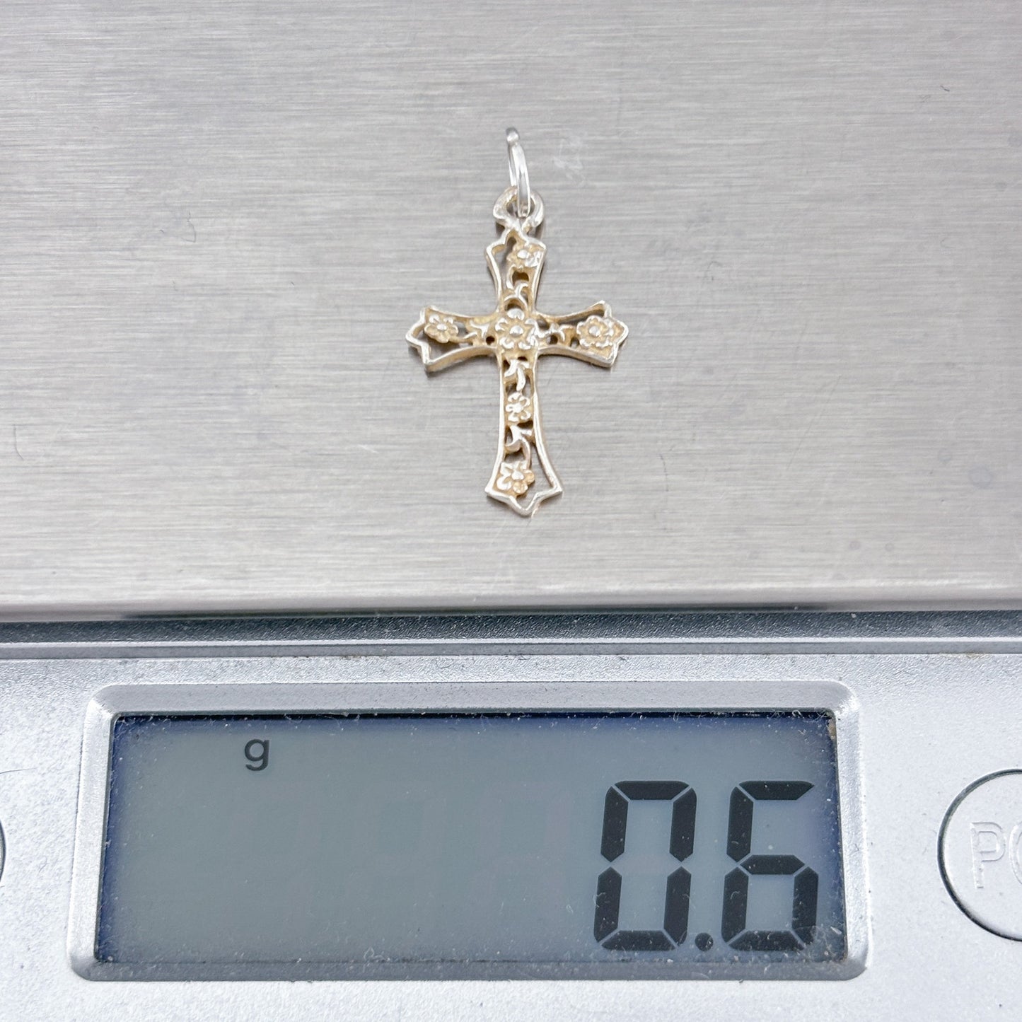 Vintage Sterling Silver 925 Floral Cross Pendant