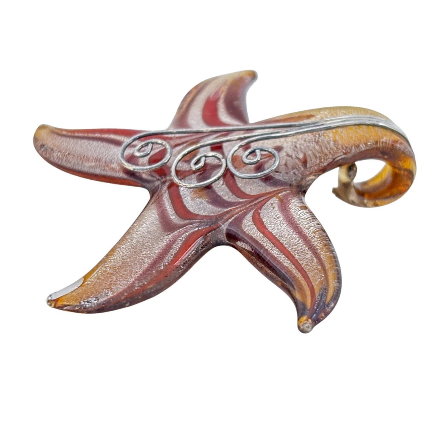 Vintage Sterling Silver 925 Starfish Glass Pendant
