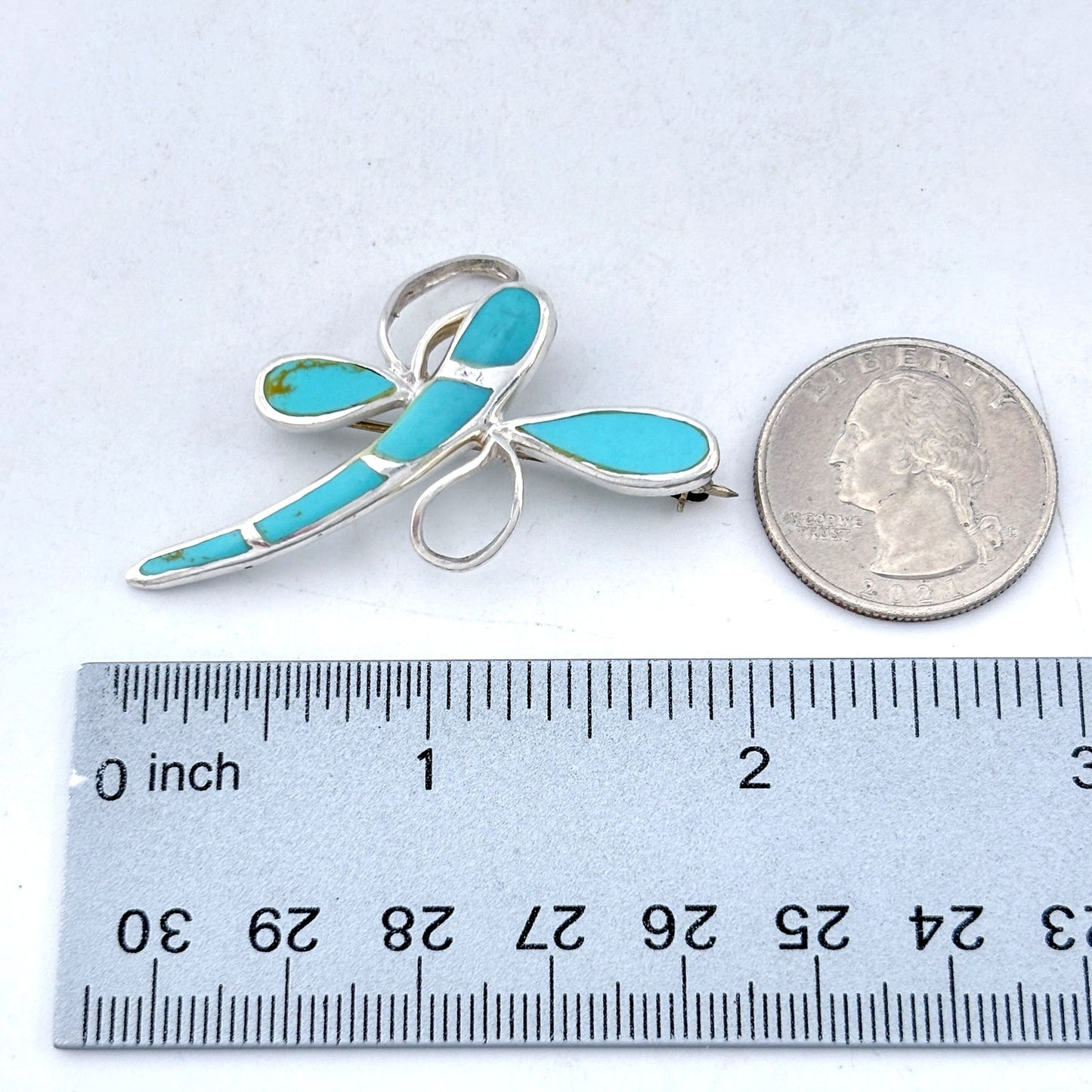 Vintage Sterling Silver 925 Magnesite Dragonfly Brooch Pendant