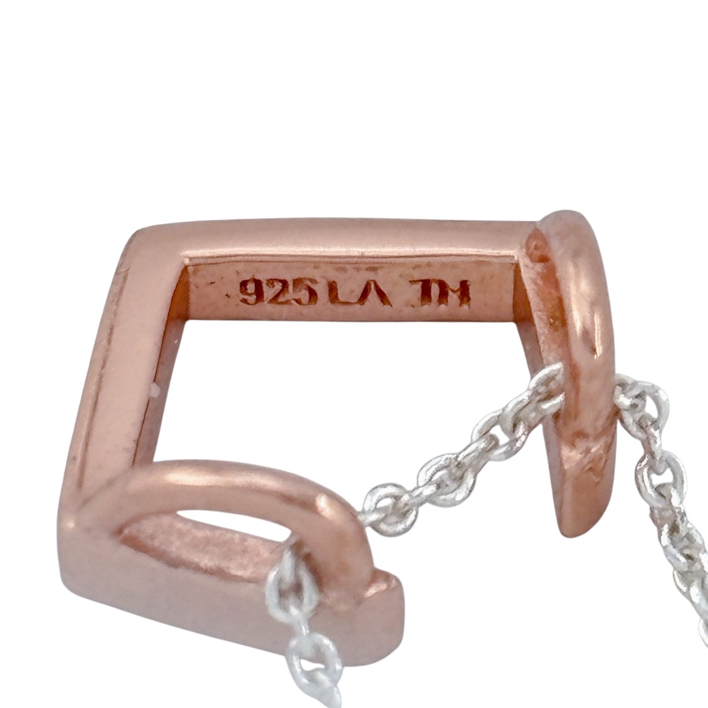 Vintage Sterling Silver 925 Rose Gold Geometric Pendant Necklace Size 16"-18"