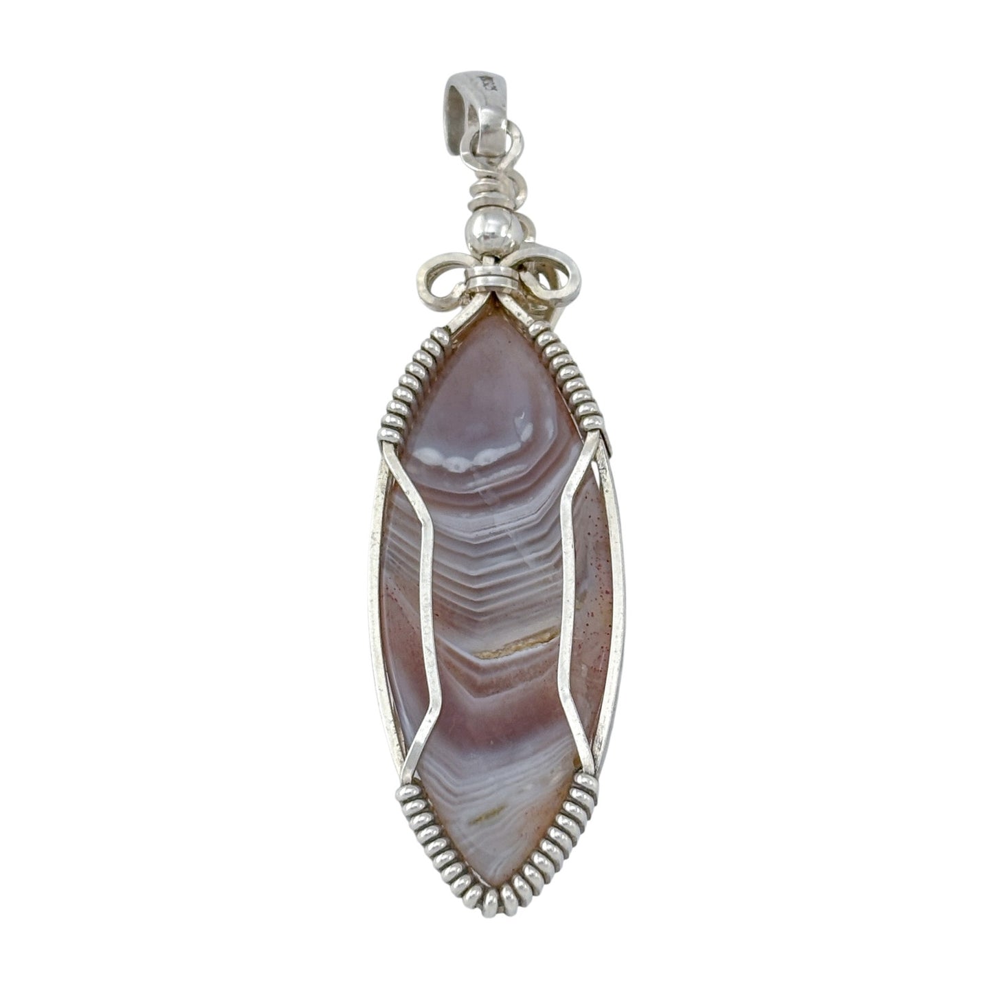 Vintage Sterling Silver 925 Banded Agate Pendant