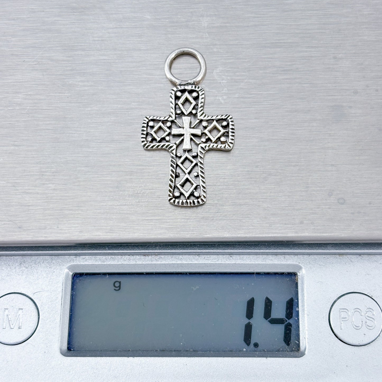 Vintage Sterling Silver 925 Ornate Filigree Cross Pendant