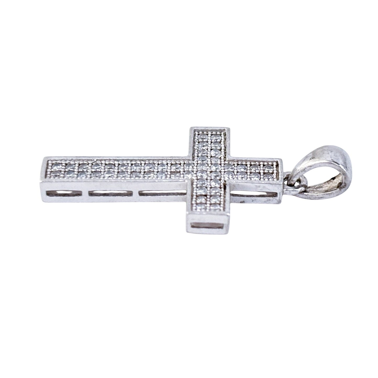 Vintage Sterling Silver 925 Cubic Zirconia Cross Pendant