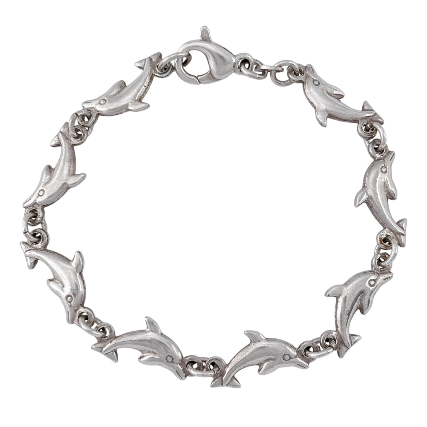 Vintage Sterling Silver 925 Dolphin Bracelet 7"