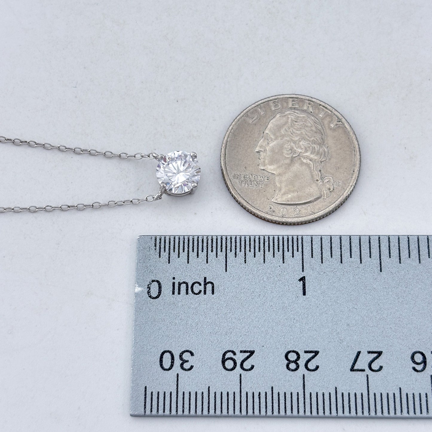 Vintage Sterling Silver 925 Cubic Zirconia Pendant Necklace 16", 17," 18"