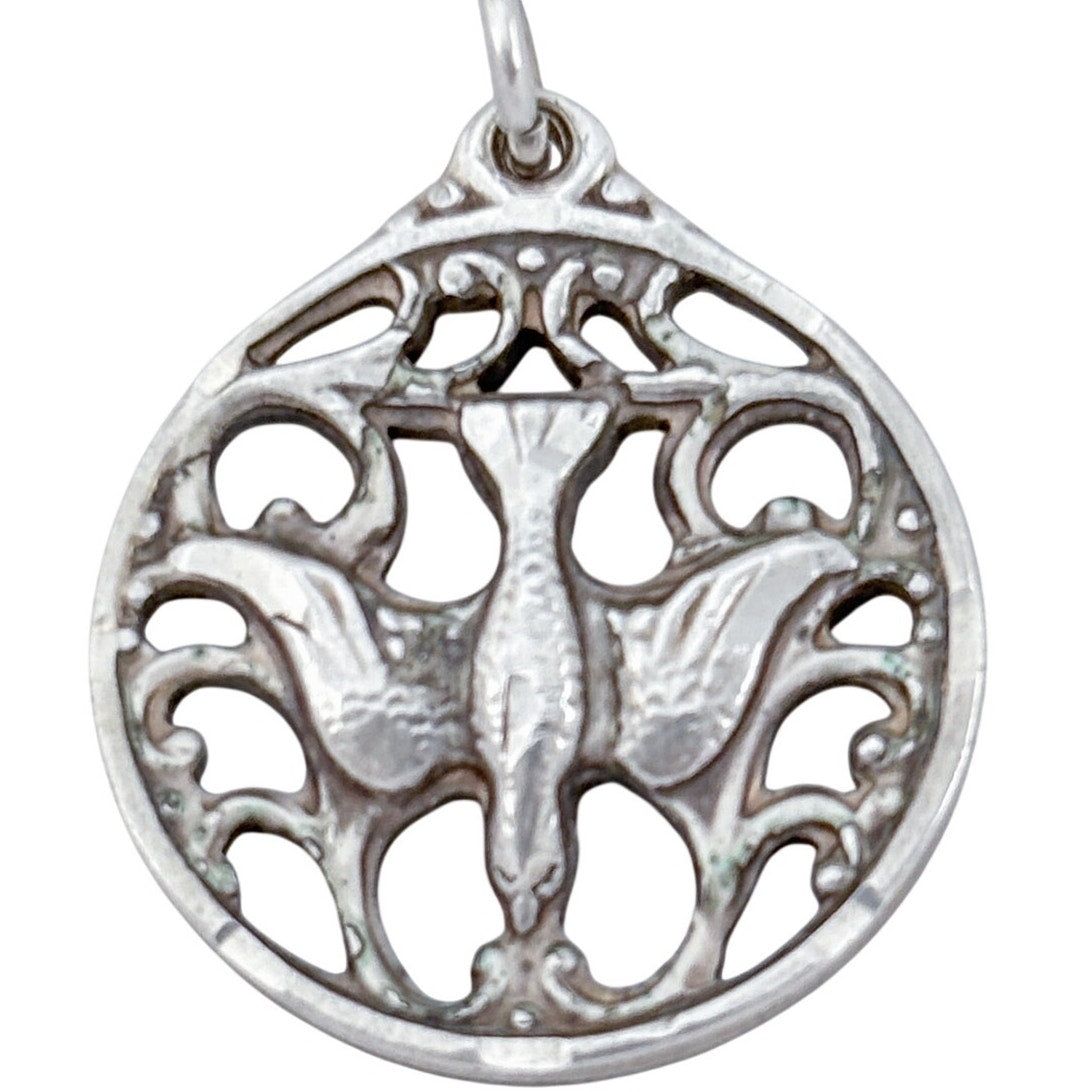 Vintage Sterling Silver 925 Dove Openwork Pendant