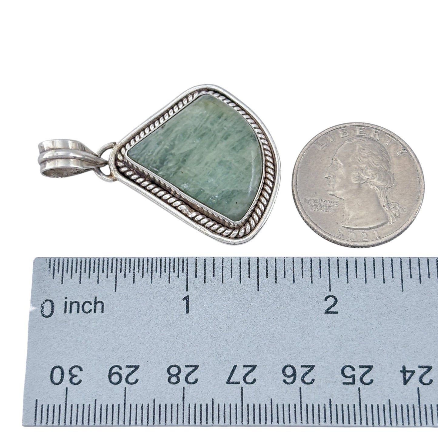 Vintage Sterling Silver 925 Green Aventurine Pendant