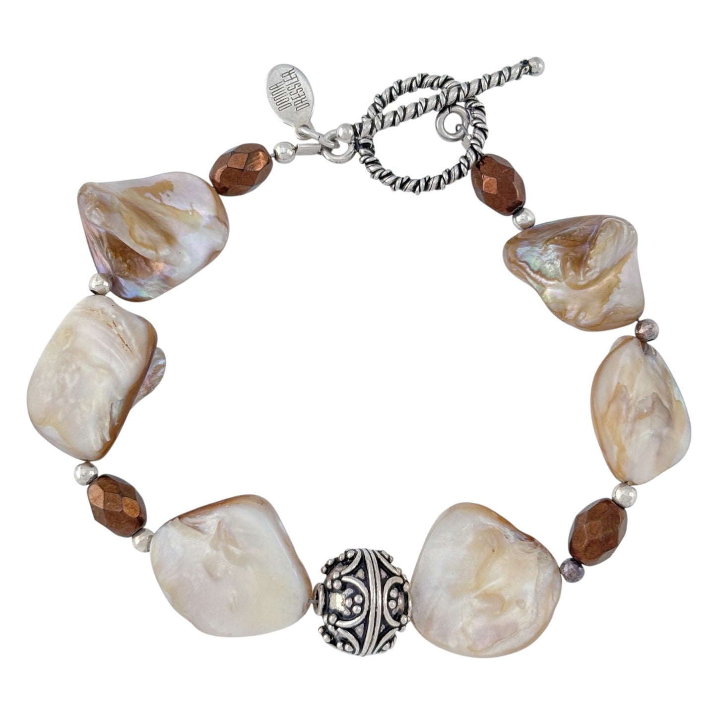 Vintage Sterling Silver 925 Mother Of Pearl Bracelet 7.5"