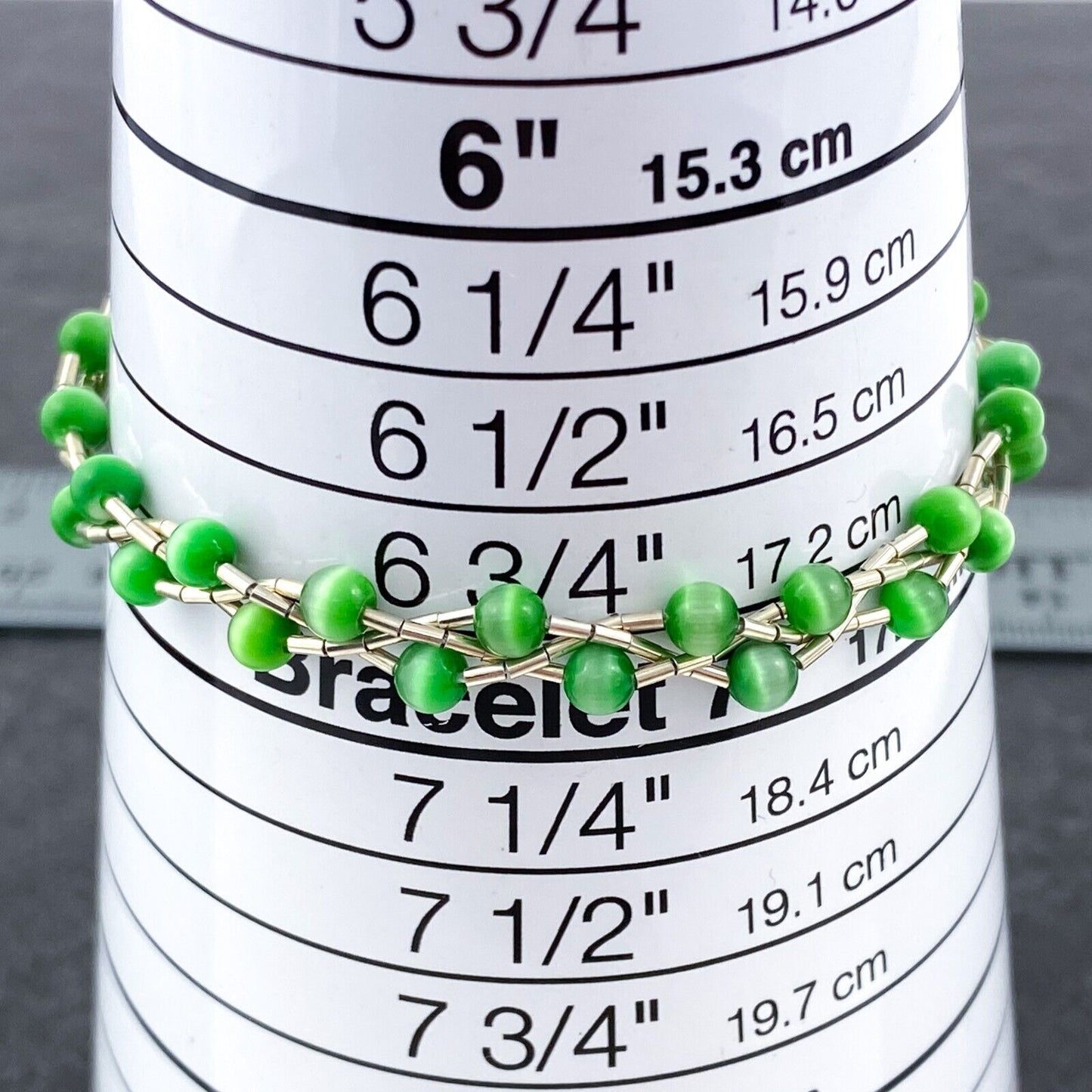 Vintage Sterling Silver 925 Green Cat’s Eye Bracelet 7"